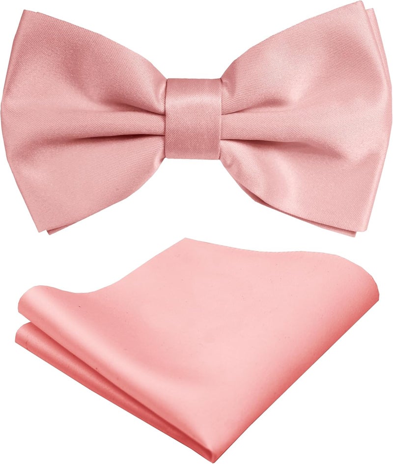 Trilece Bow Ties for Men - Mens Solid Color Formal Pre Tied Bowtie and Pocket Square Sets - Mens Bowties Bow Tie Sets - Image 1